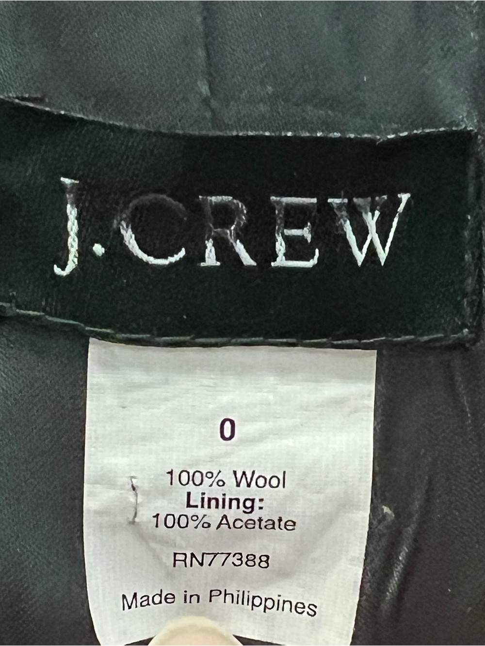 J. Crew Black 100% Wool Ruffle Front Coat Size 0 Fall Winter Classic Preppy - Picture 3 of 6